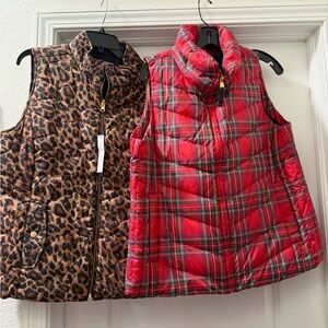 Talbots Red Plaid and Leopard Print Women's Vests